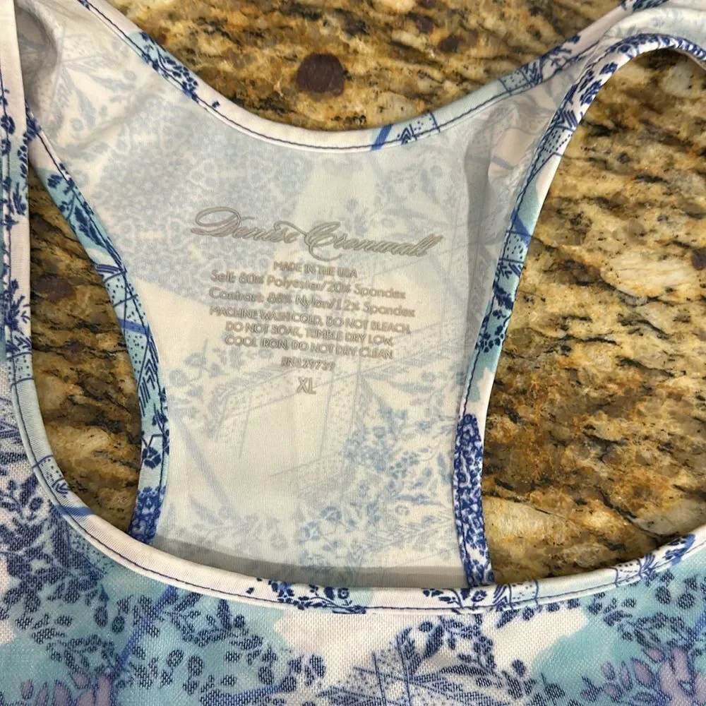 Denise Cronwall Activewear Scotia Print Racerback Tank Top In Blue Size XL